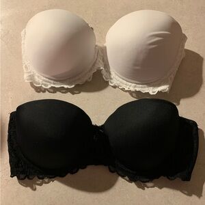 SO Brand Bra Set NEW Elegant Lace Trim Strapless Bra Set - Black & White
